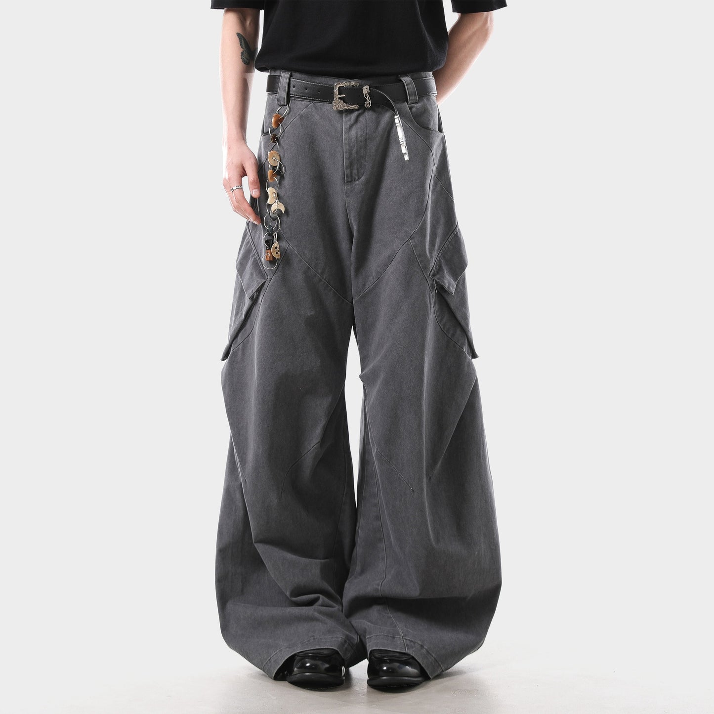 Retro Wide Leg Cargo Pants Washed Loose Fit Work Pants