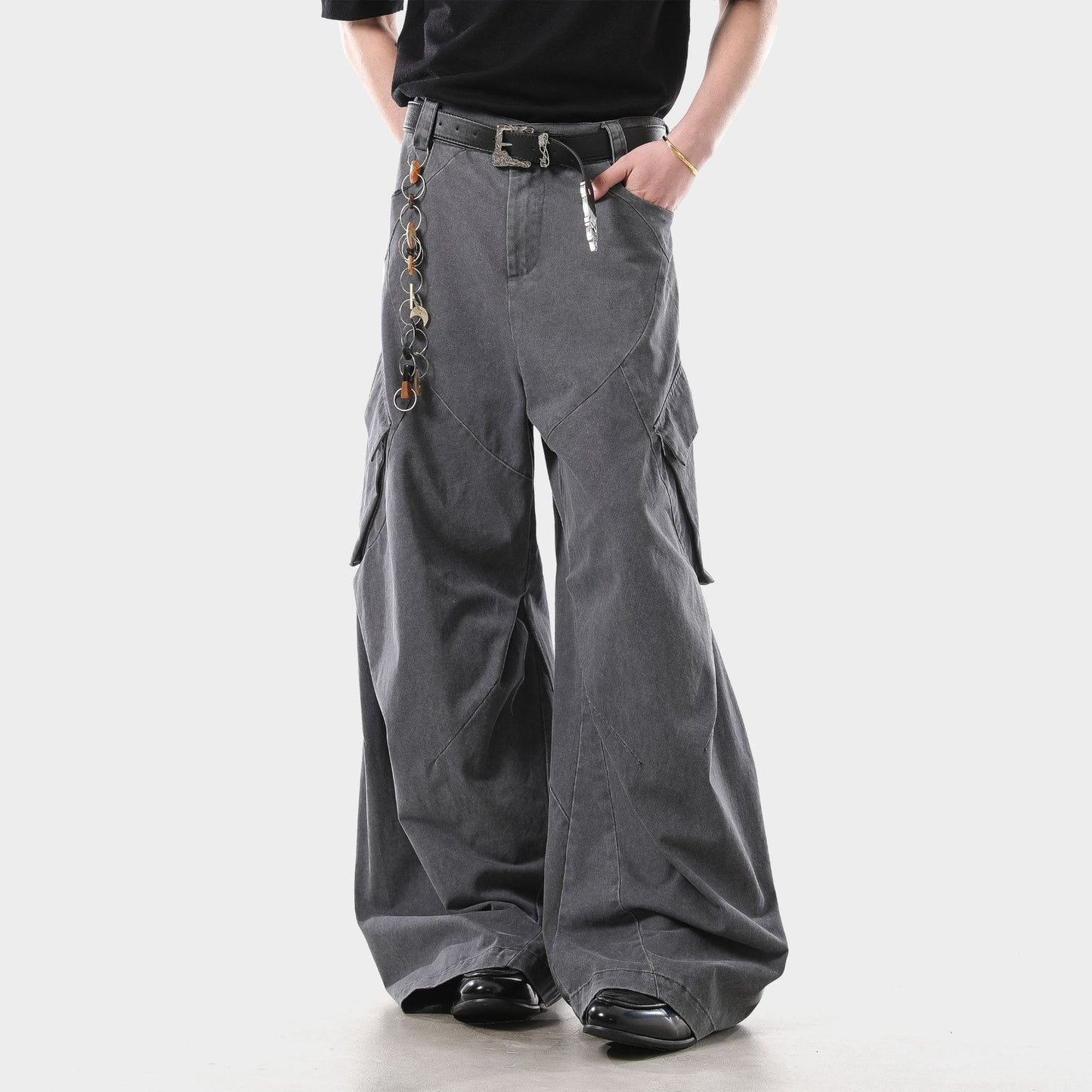 Retro Wide Leg Cargo Pants Washed Loose Fit Work Pants