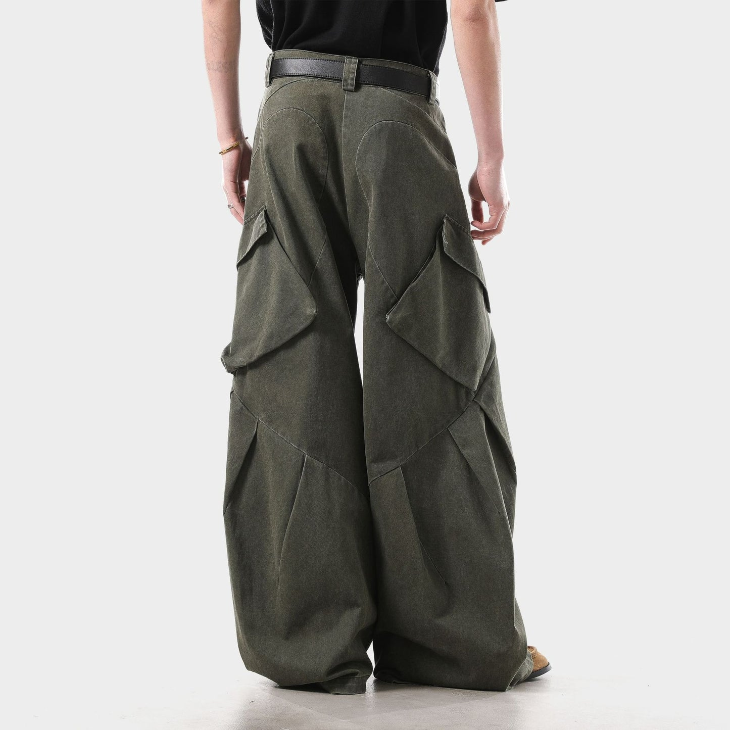 Retro Wide Leg Cargo Pants Washed Loose Fit Work Pants