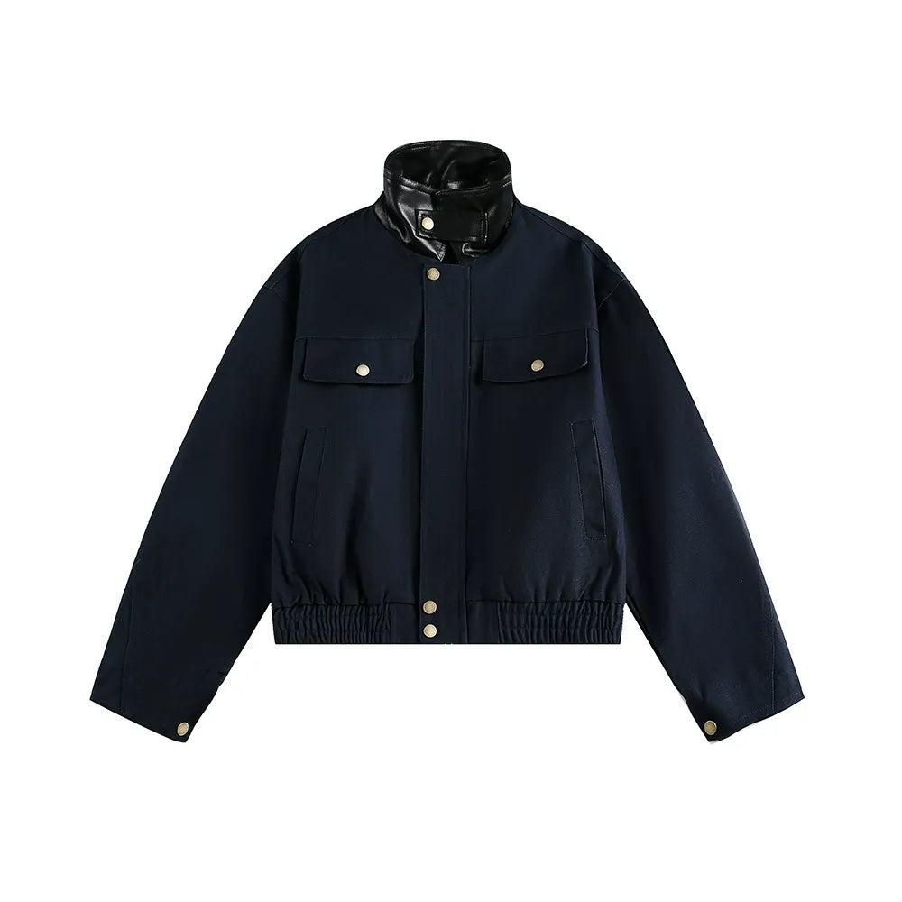 Retro Workwear Barn Jacket American Style Leather Collar