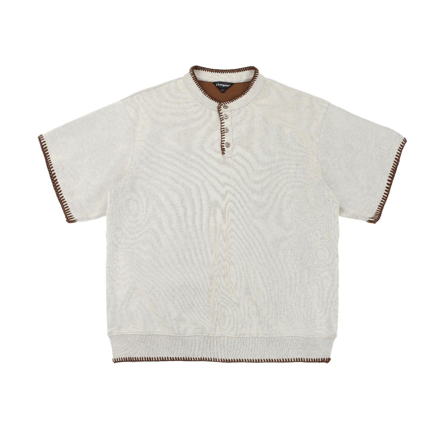 Retro Knit Henley Old Money Style Short Sleeved