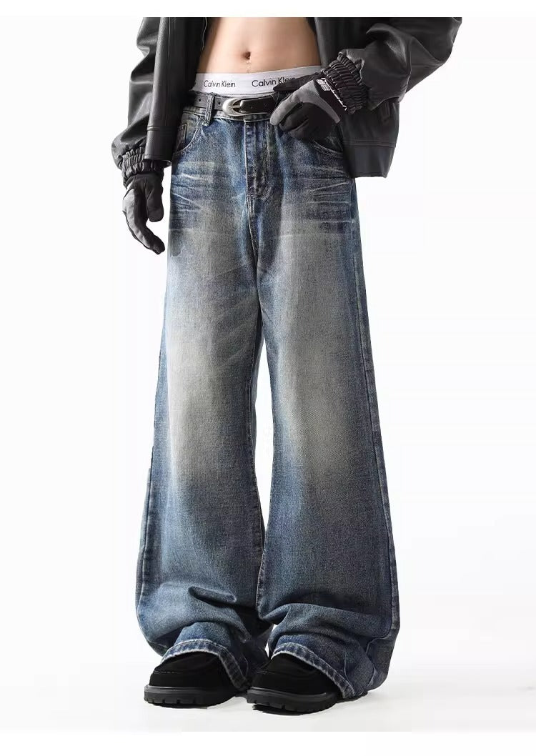 Smart Casual Flared Jeans Retro Lightning Wash Denim