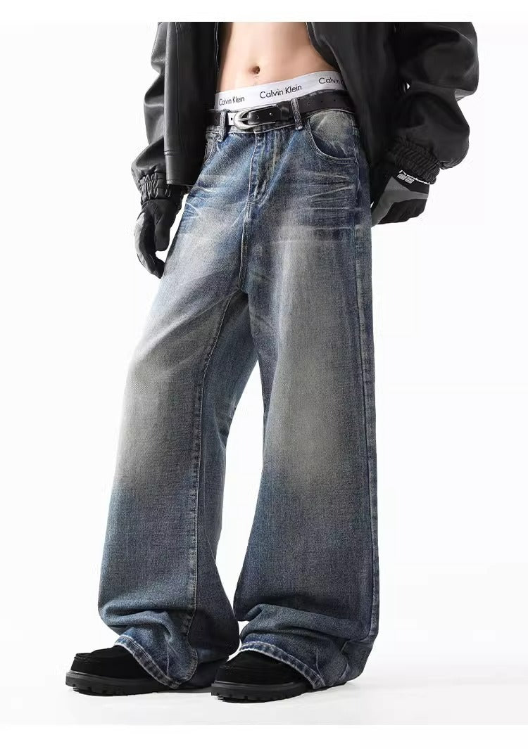 Smart Casual Flared Jeans Retro Lightning Wash Denim
