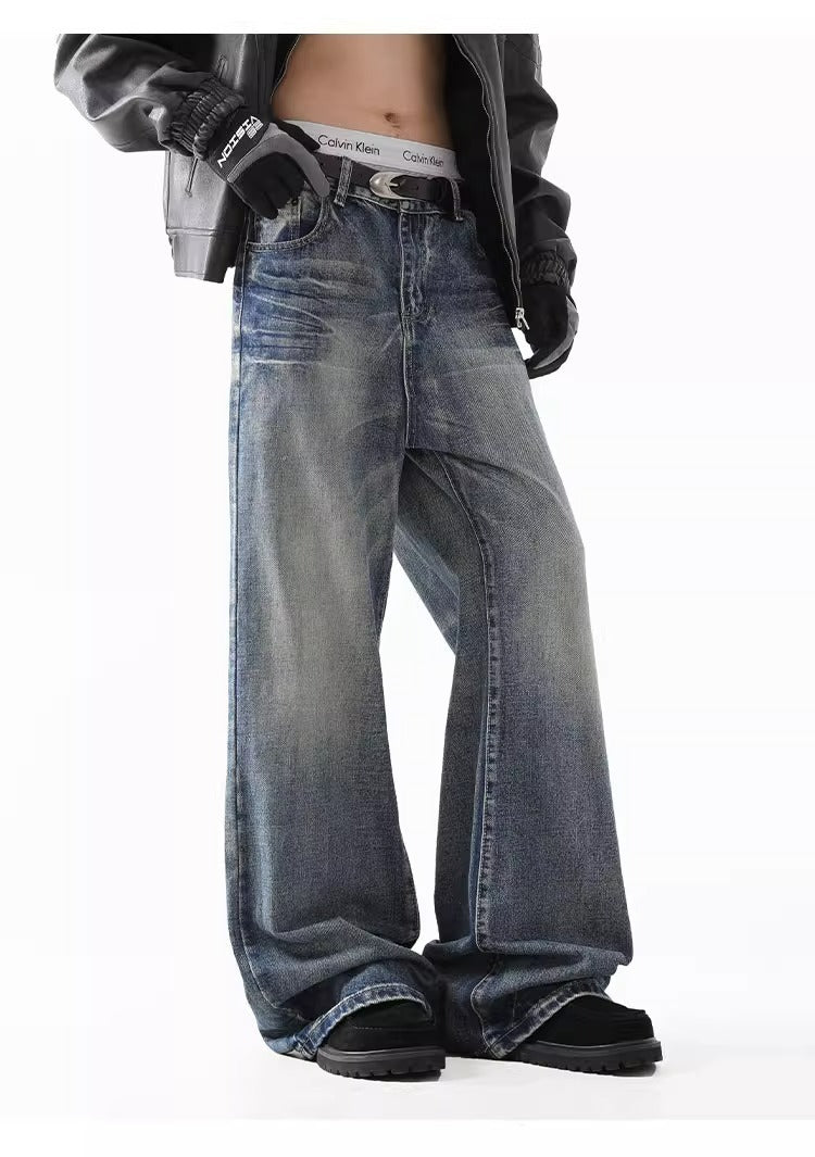 Smart Casual Flared Jeans Retro Lightning Wash Denim