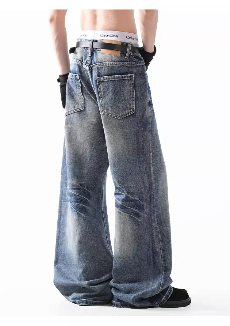 Smart Casual Flared Jeans Retro Lightning Wash Denim