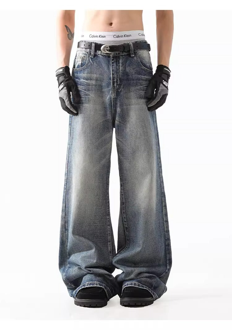 Smart Casual Flared Jeans Retro Lightning Wash Denim