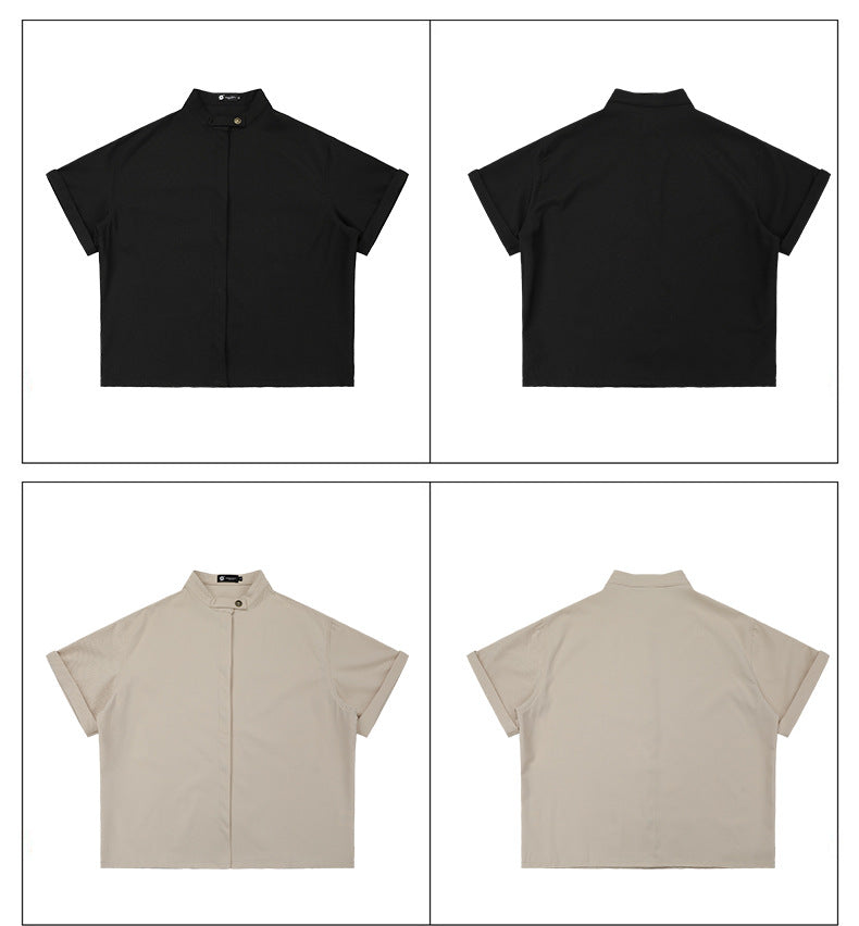 Solid Clean Fit Stand Collar Shirt