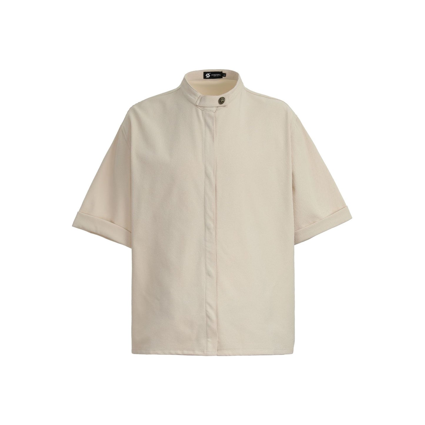 Solid Clean Fit Stand Collar Shirt