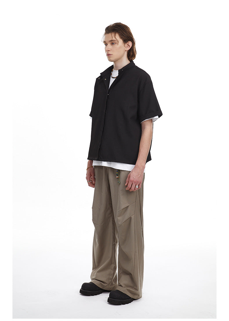 Solid Clean Fit Stand Collar Shirt