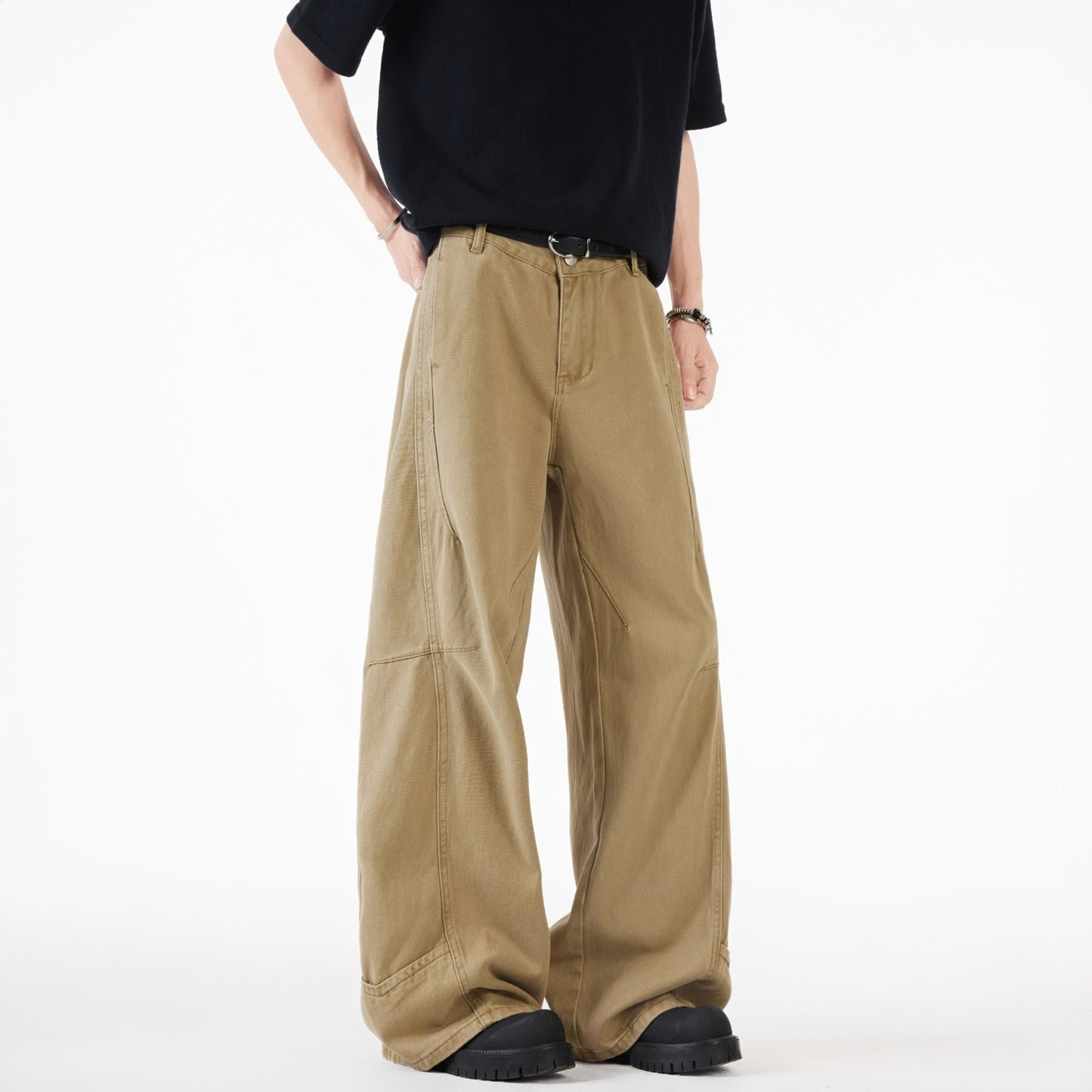 Vintage Deconstructed Barrel Pants Khaki Workwear