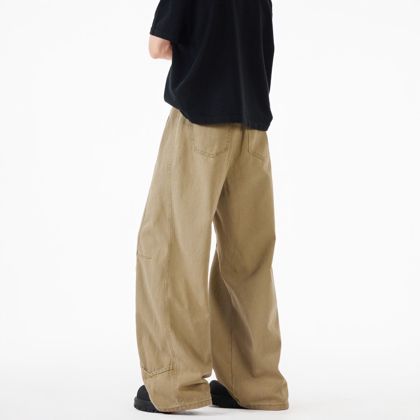 Vintage Deconstructed Barrel Pants Khaki Workwear