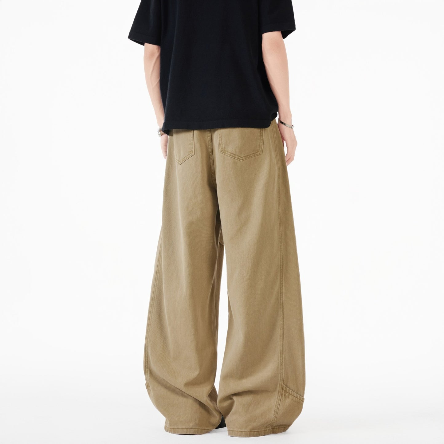 Vintage Deconstructed Barrel Pants Khaki Workwear