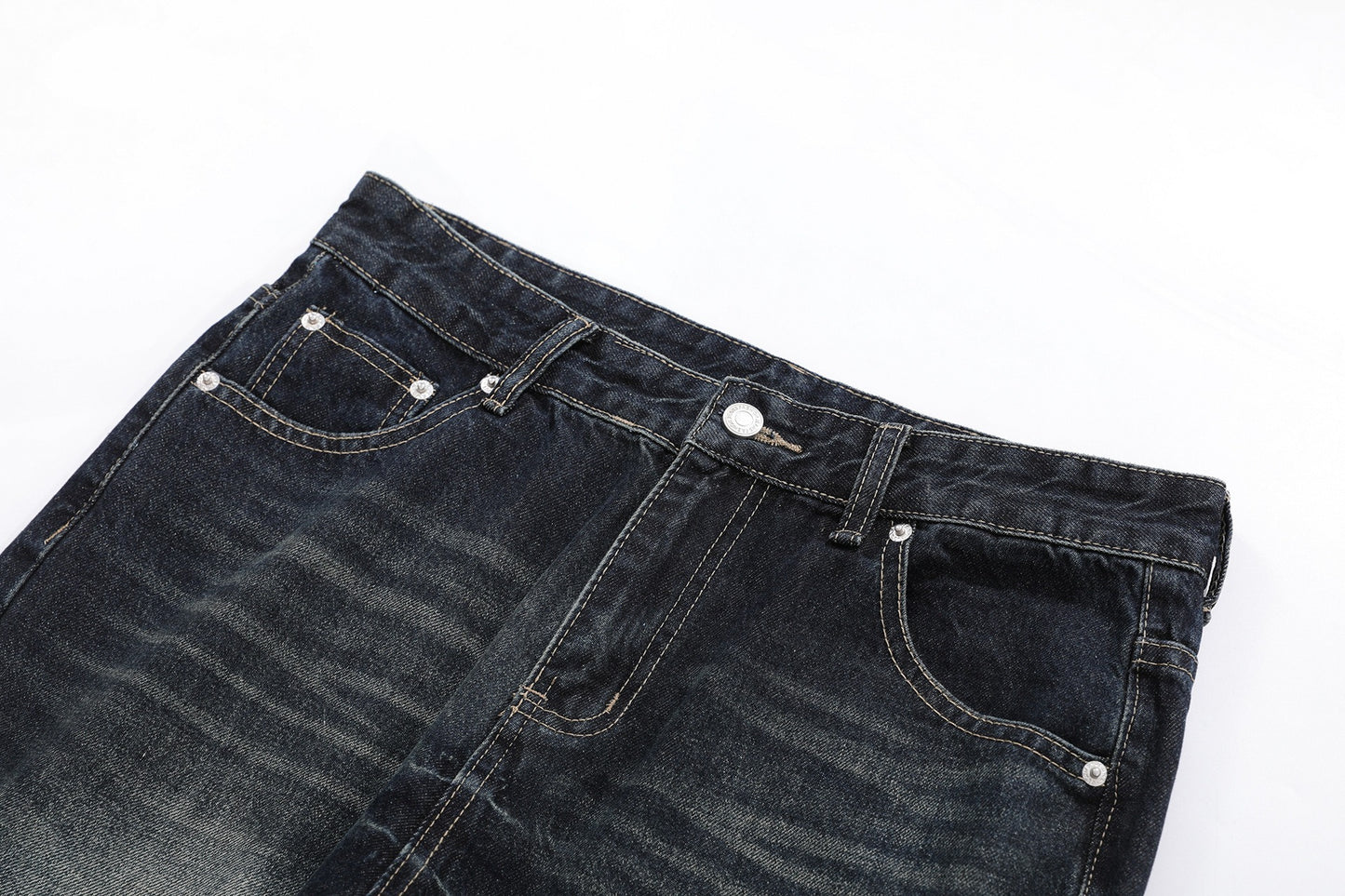 Vintage Wash Structured Flare Jeans