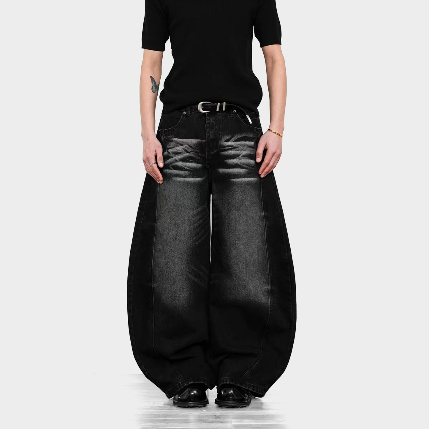 Vintage Whiskered Barrel Leg Jeans