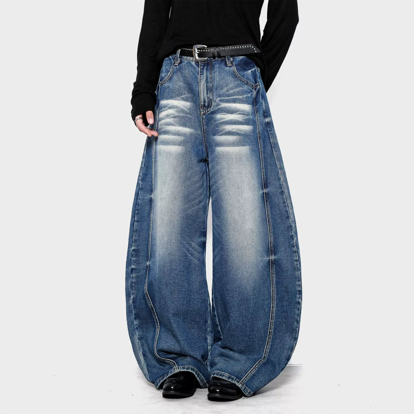 Vintage Whiskered Barrel Leg Jeans