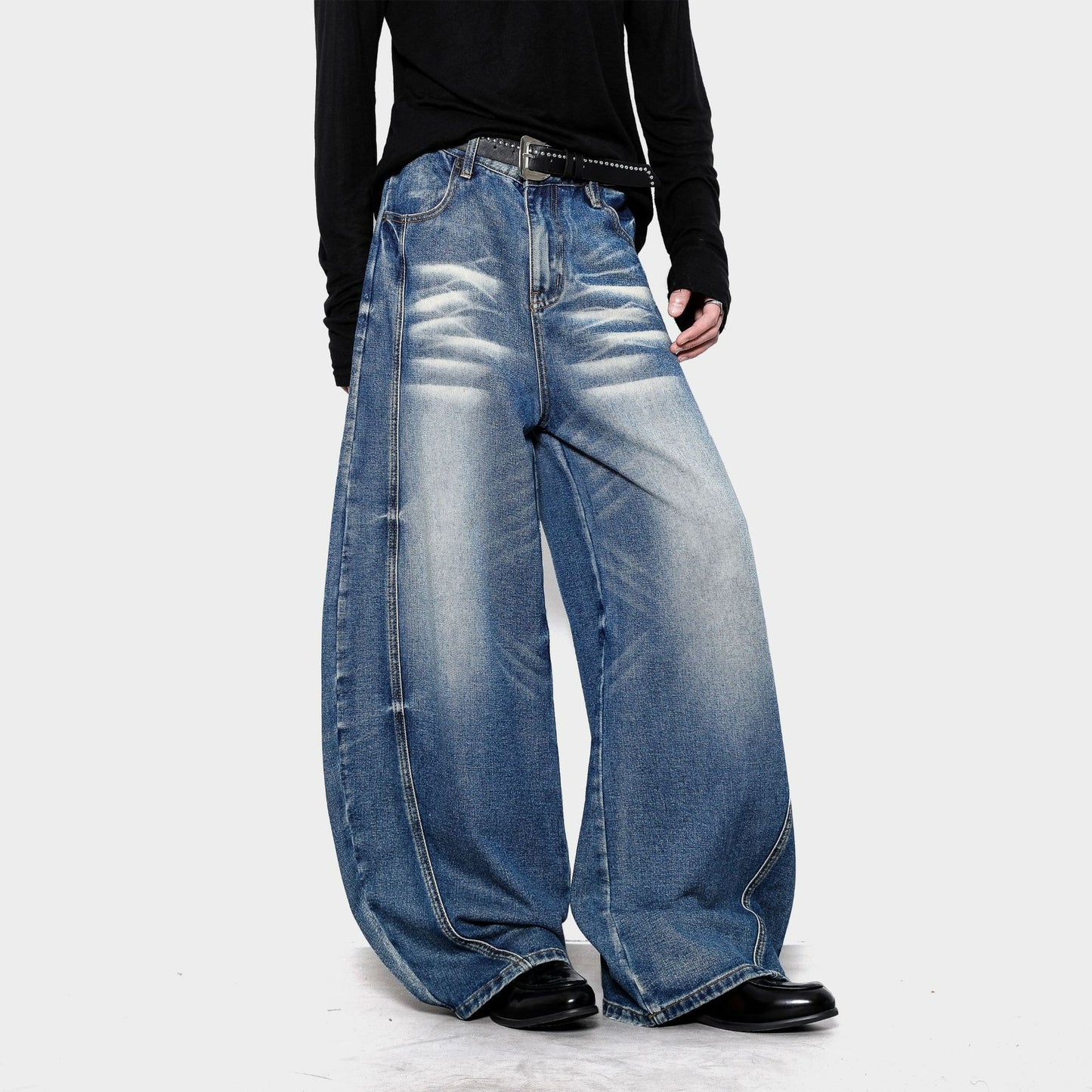 Vintage Whiskered Barrel Leg Jeans