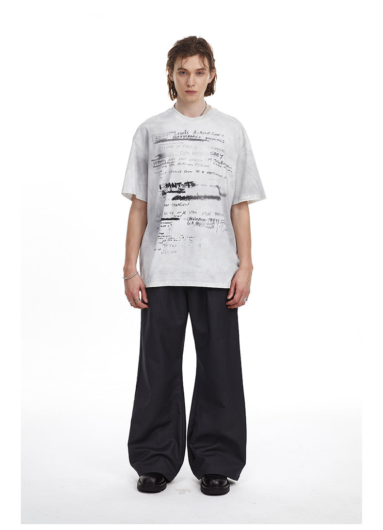 Vintage Hand Drawn Print Tee Streetwear Loose Fit Graphic T-shirt