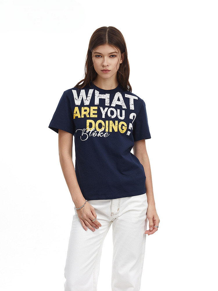 Womens Retro Letter Print Slim Tee