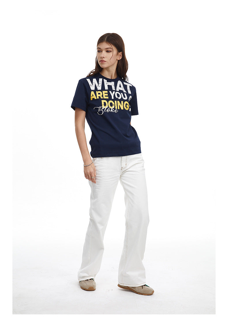 Womens Retro Letter Print Slim Tee