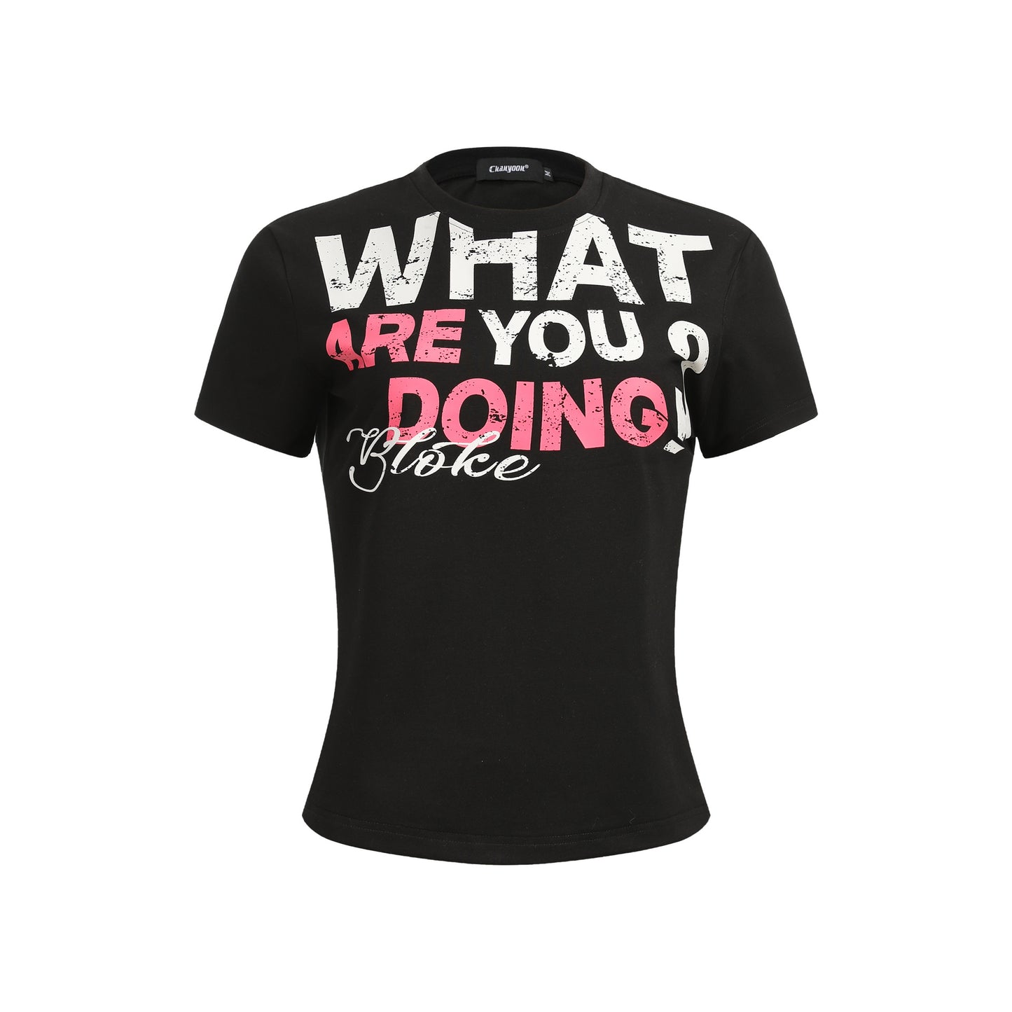 Womens Retro Letter Print Slim Tee