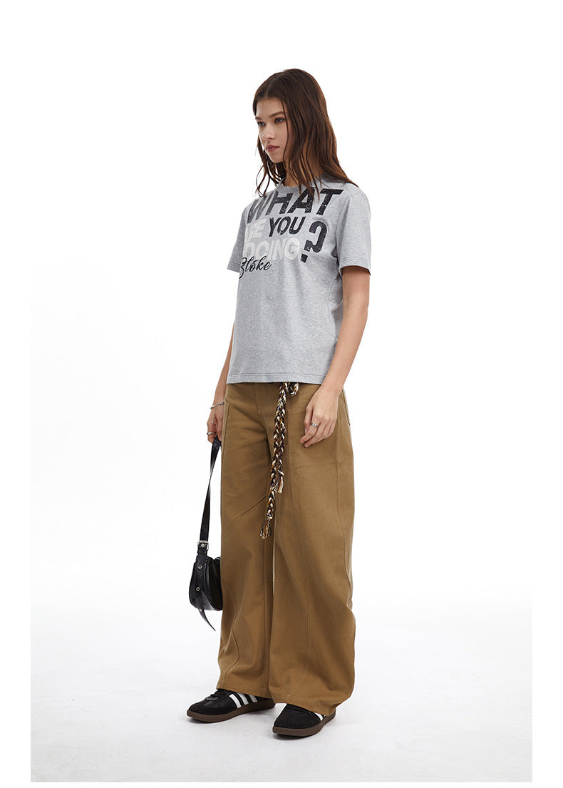 Womens Retro Letter Print Slim Tee