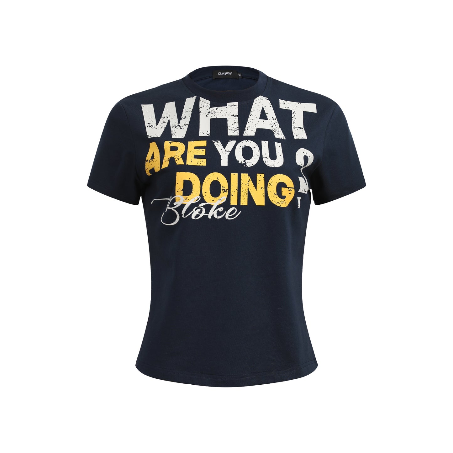 Womens Retro Letter Print Slim Tee