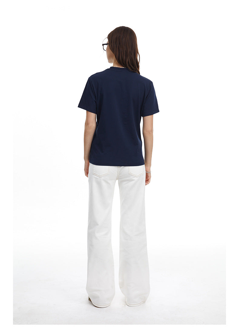 Womens Retro Letter Print Slim Tee