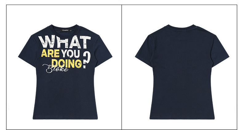 Womens Retro Letter Print Slim Tee