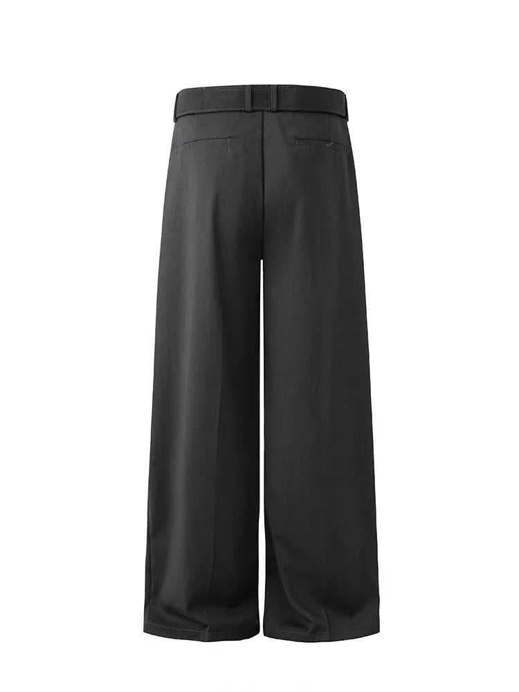 Clean Fit Wide Leg Pants Pleated Draping Fabric