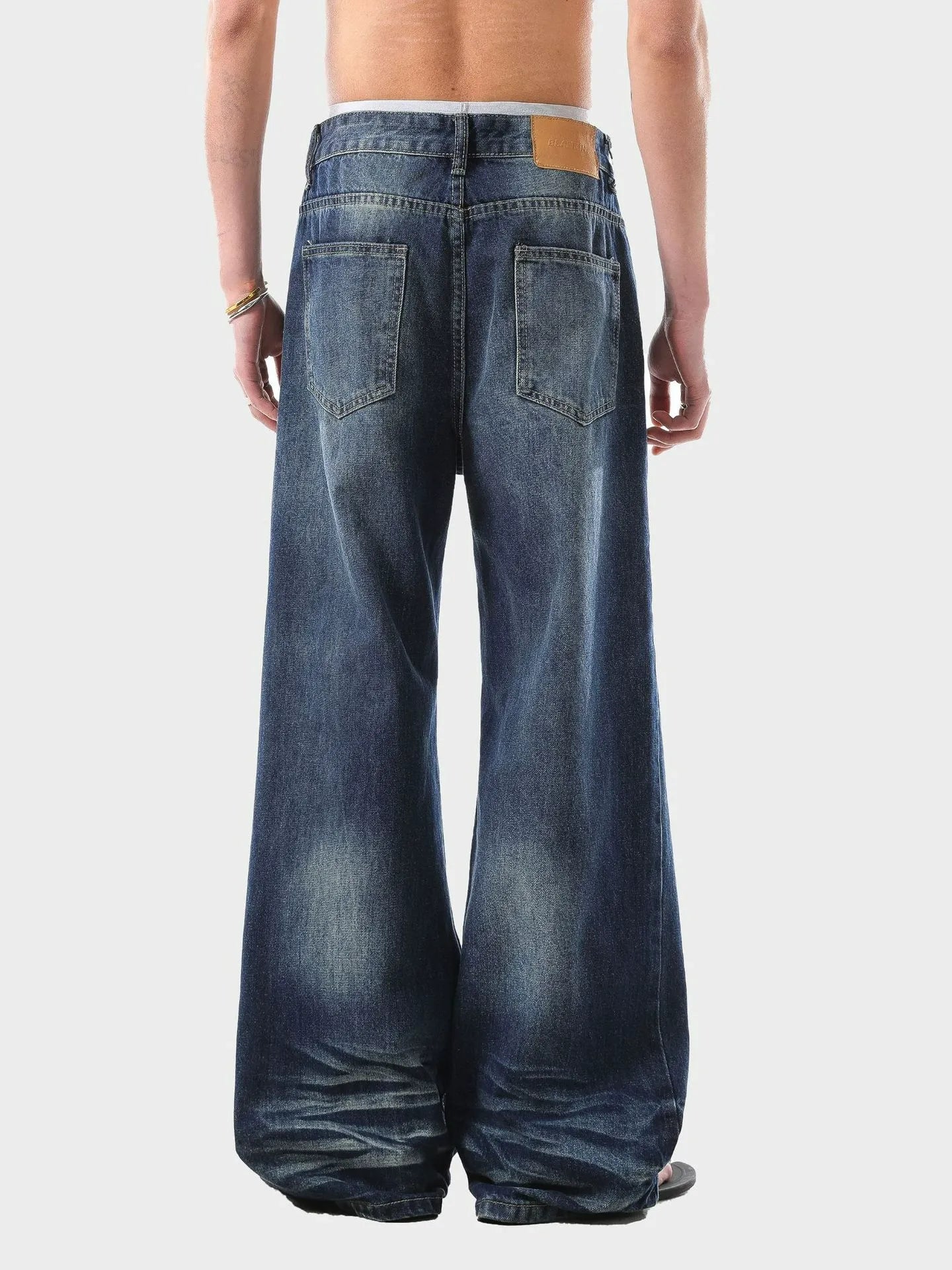 Y2K Style Loose Fit Whiskered Jeans Floor Length