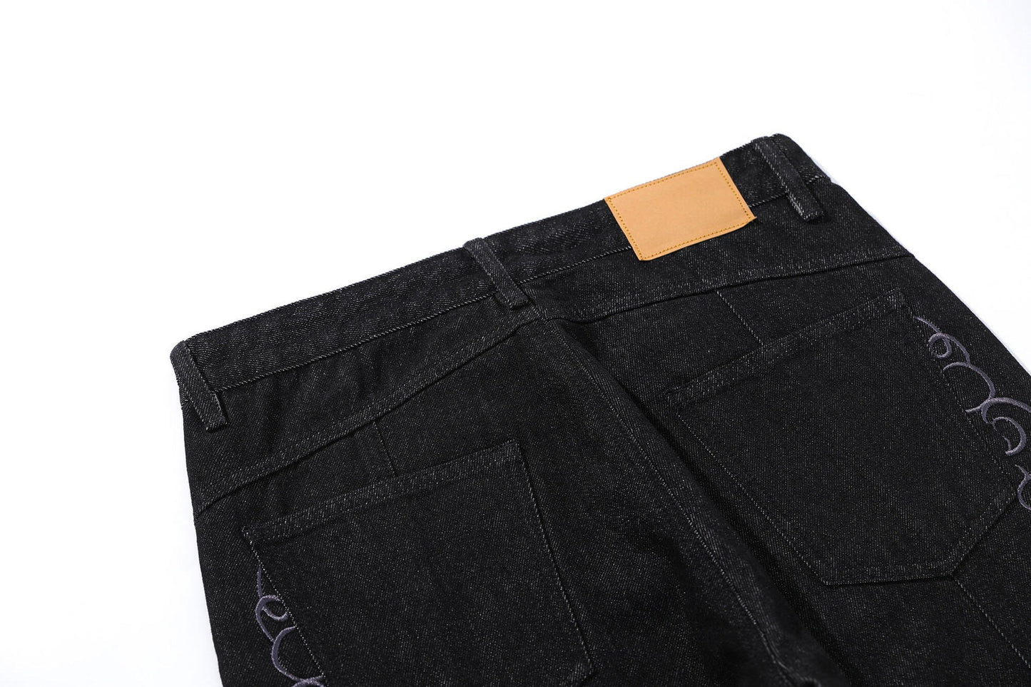 Y2K Retro Black Bootcut Denim Jeans Embroidery