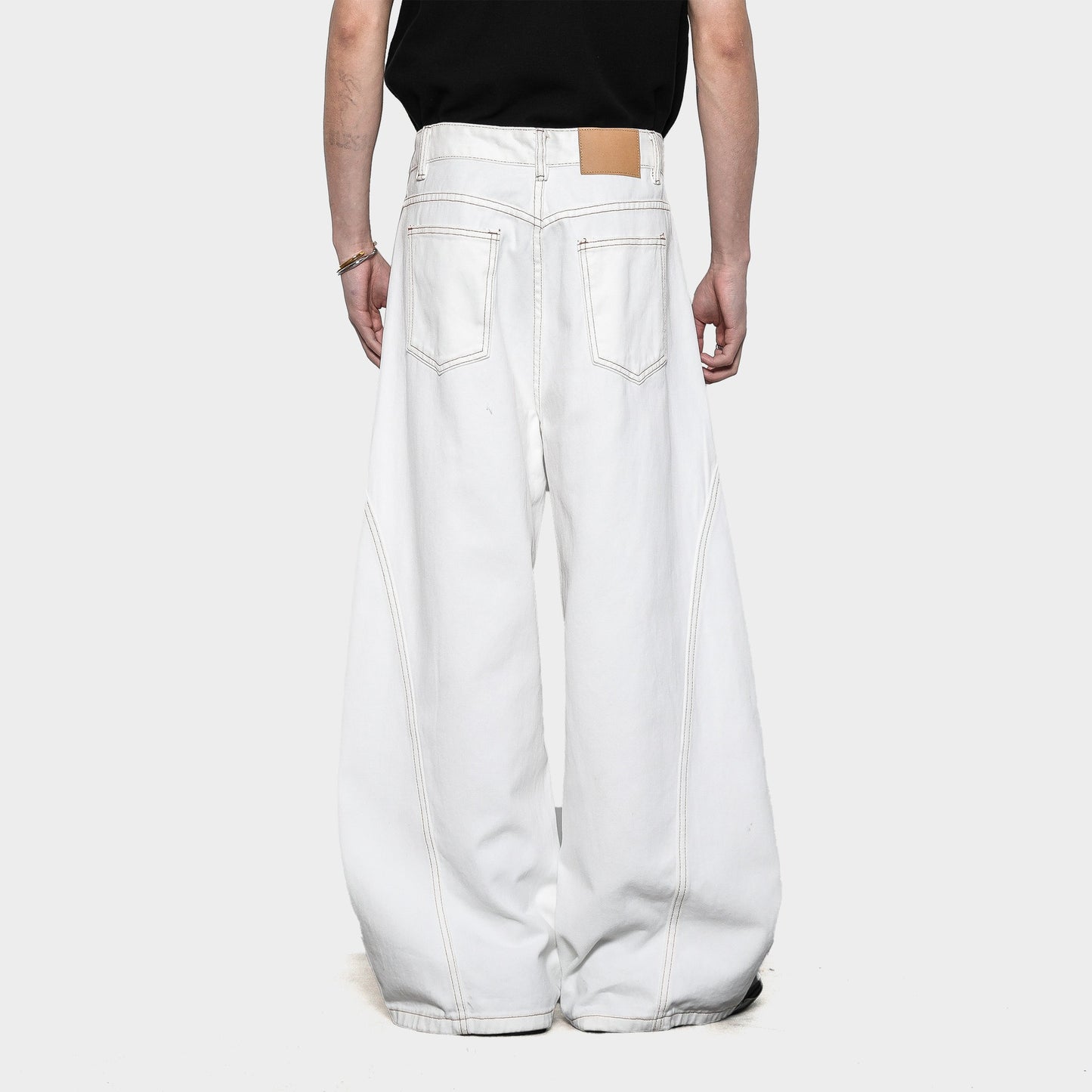 Deconstructed Wide Leg Barrel Jeans