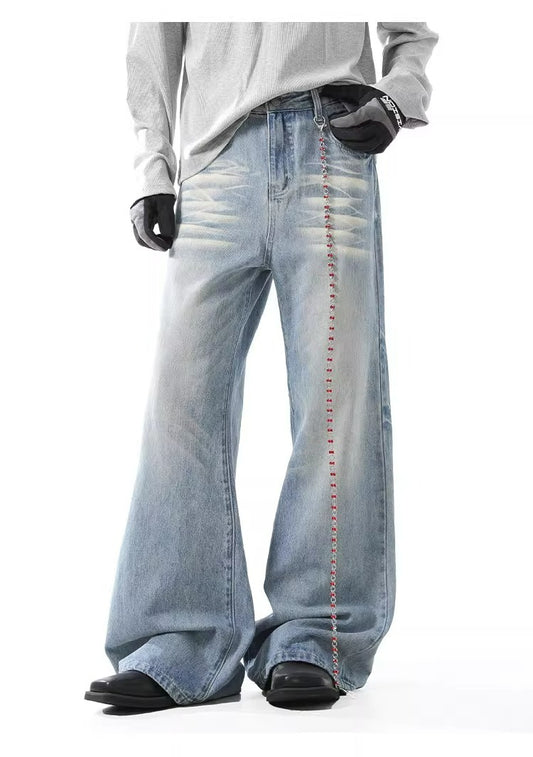70s Style Washed Flare Fit Jeans