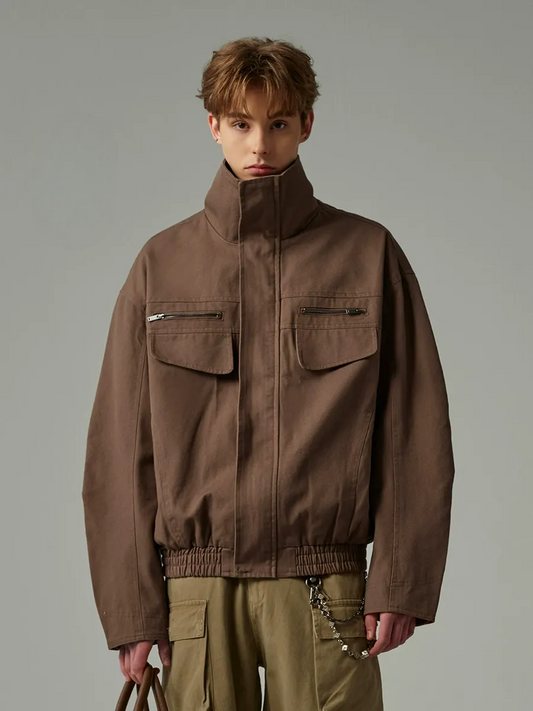 American Style Cropped Workwear Jacket Loose & Washed