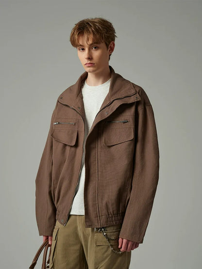 American Style Cropped Workwear Jacket Loose & Washed