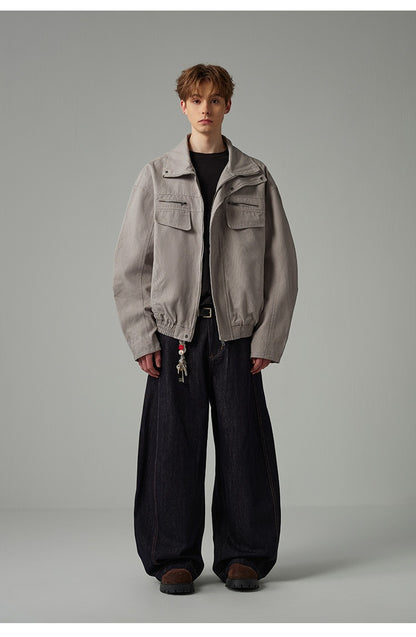 American Style Cropped Workwear Jacket Loose & Washed