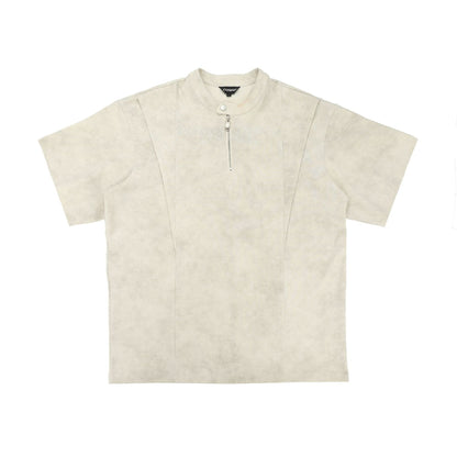 Clean Fit Deconstructed Zip Henley T-Shirt