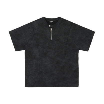 Clean Fit Deconstructed Zip Henley T-Shirt