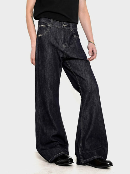 Clean Fit Flared Jeans Smart Casual Indigo Denim