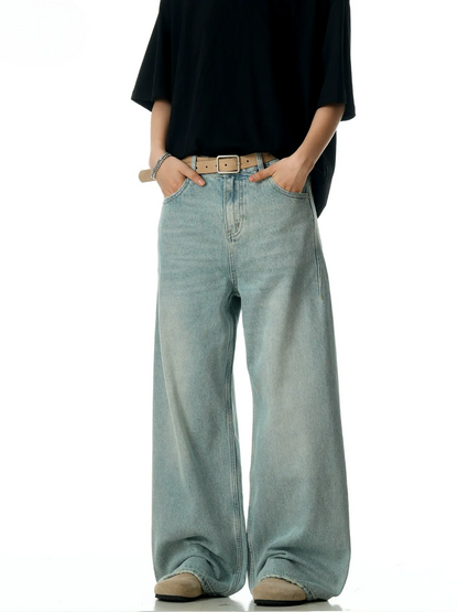 Cleanfit Baggy Jeans Light Wash Wide Leg Denim Jeans