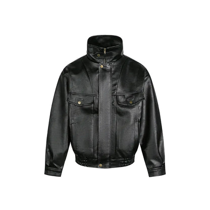Cleanfit Faux Leather Jacket Stand Collar Retro Style