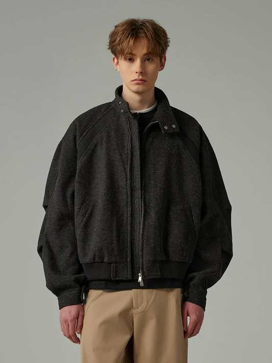 Cleanfit Heavyweight Stand Collar Jacket Panelled Design