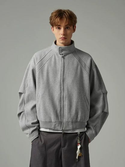 Cleanfit Heavyweight Stand Collar Jacket Panelled Design