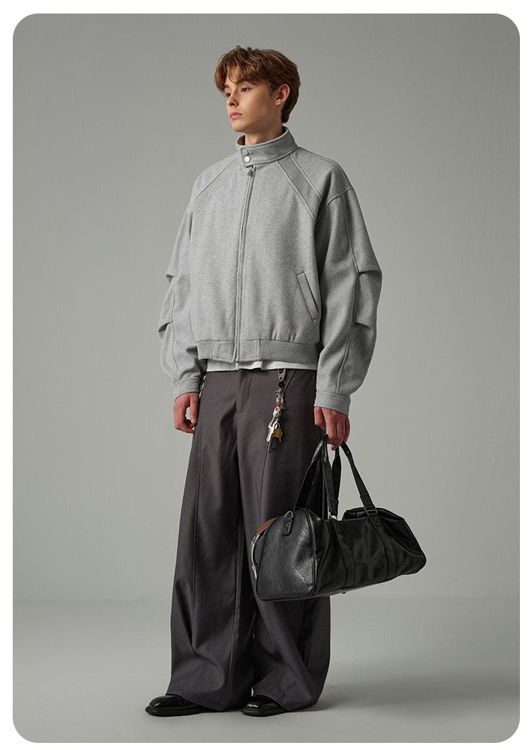 Cleanfit Heavyweight Stand Collar Jacket Panelled Design