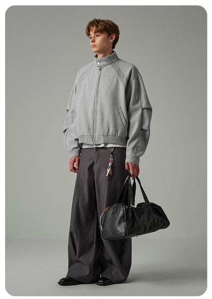 Cleanfit Heavyweight Stand Collar Jacket Panelled Design