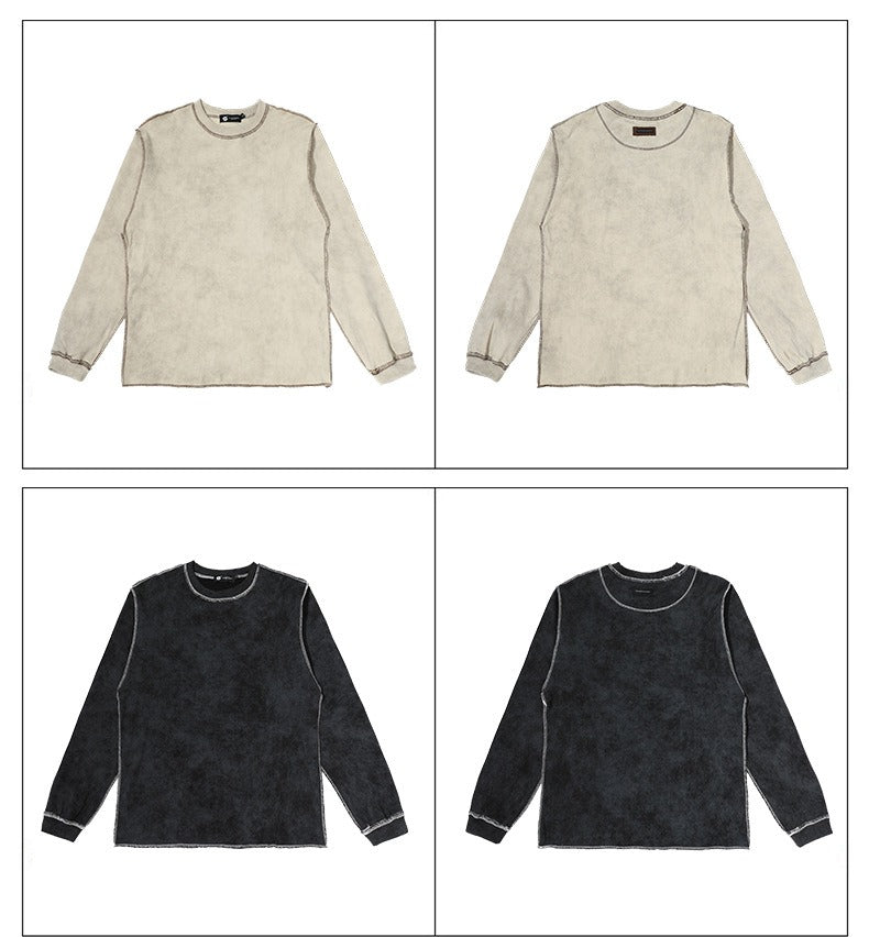 Contrast Stitch Washed Pullover Relaxed Fit Crewneck Sweatshirt