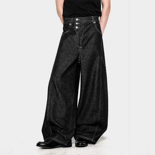 Deconstructed Wide Leg Barrel Jeans