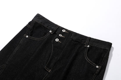 Deconstructed Wide Leg Barrel Jeans
