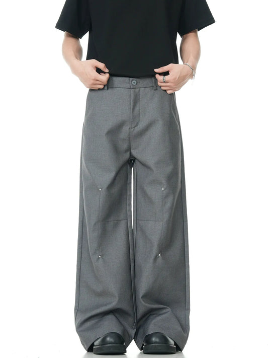Destruction Bootcut Suit Pants With Rivet Design