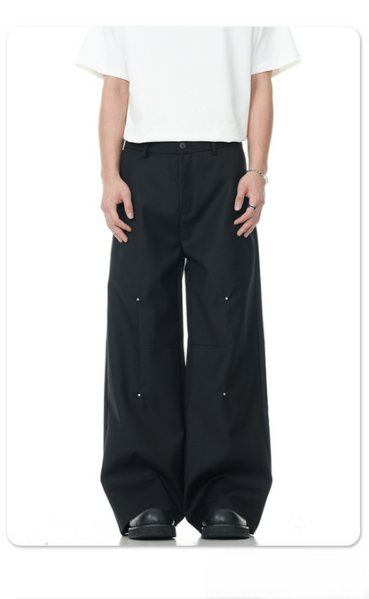 Destruction Bootcut Suit Pants With Rivet Design